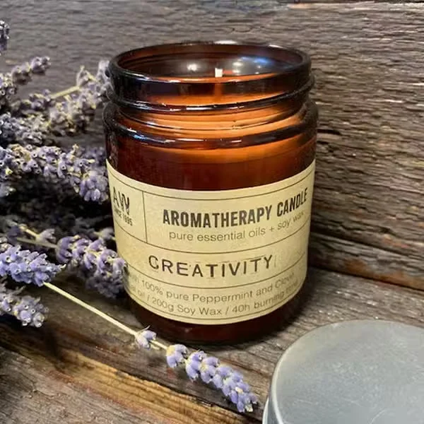 Creative aromatherapy candle in a glass jar with simple design