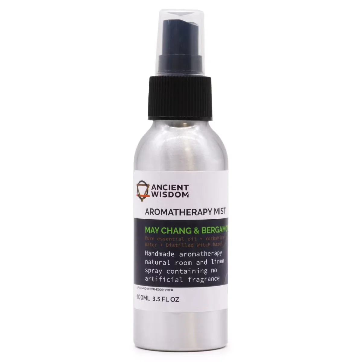 100ml essential oil spray bottle with May Chang & Bergamot label