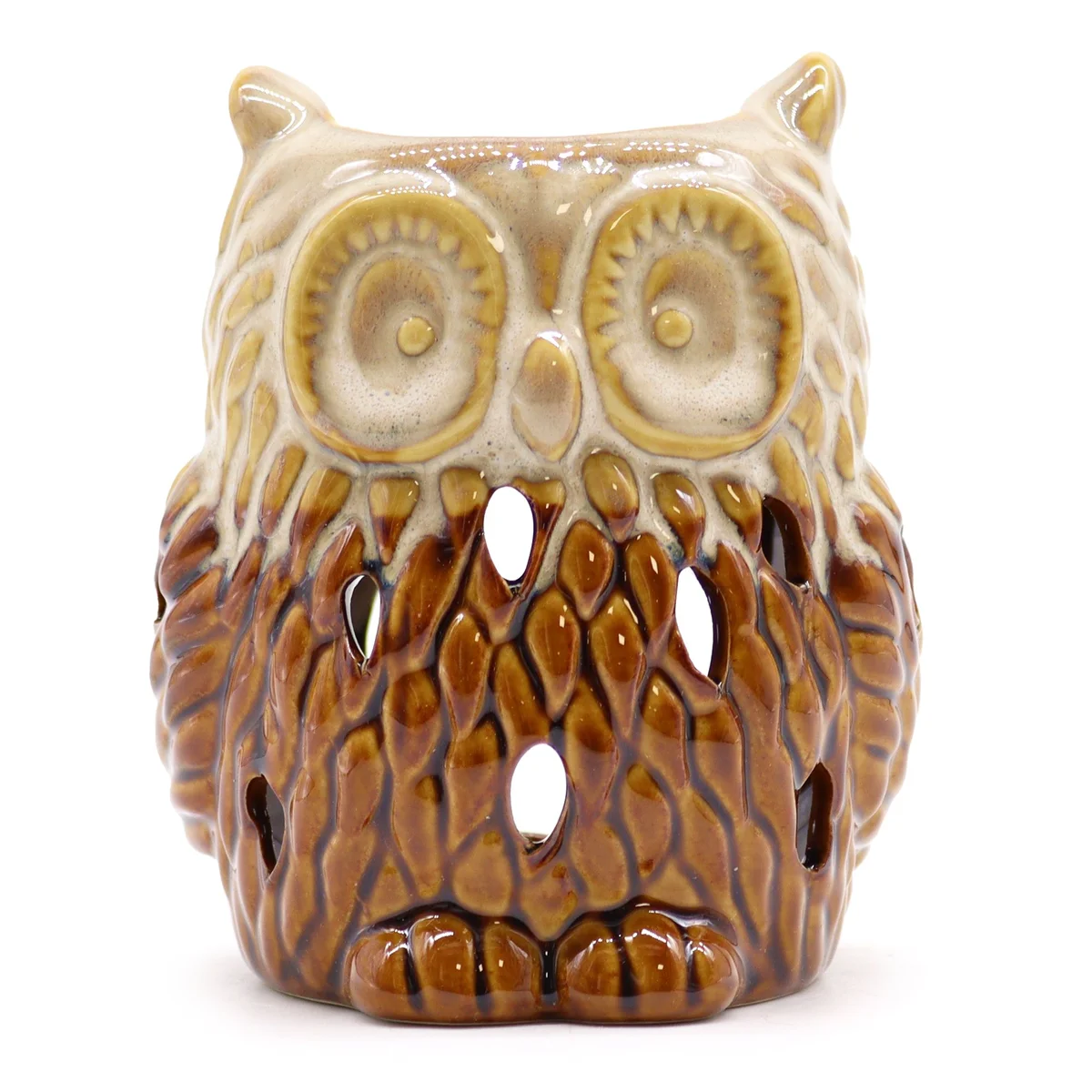 Classic rustic owl oil burner with owl figurine