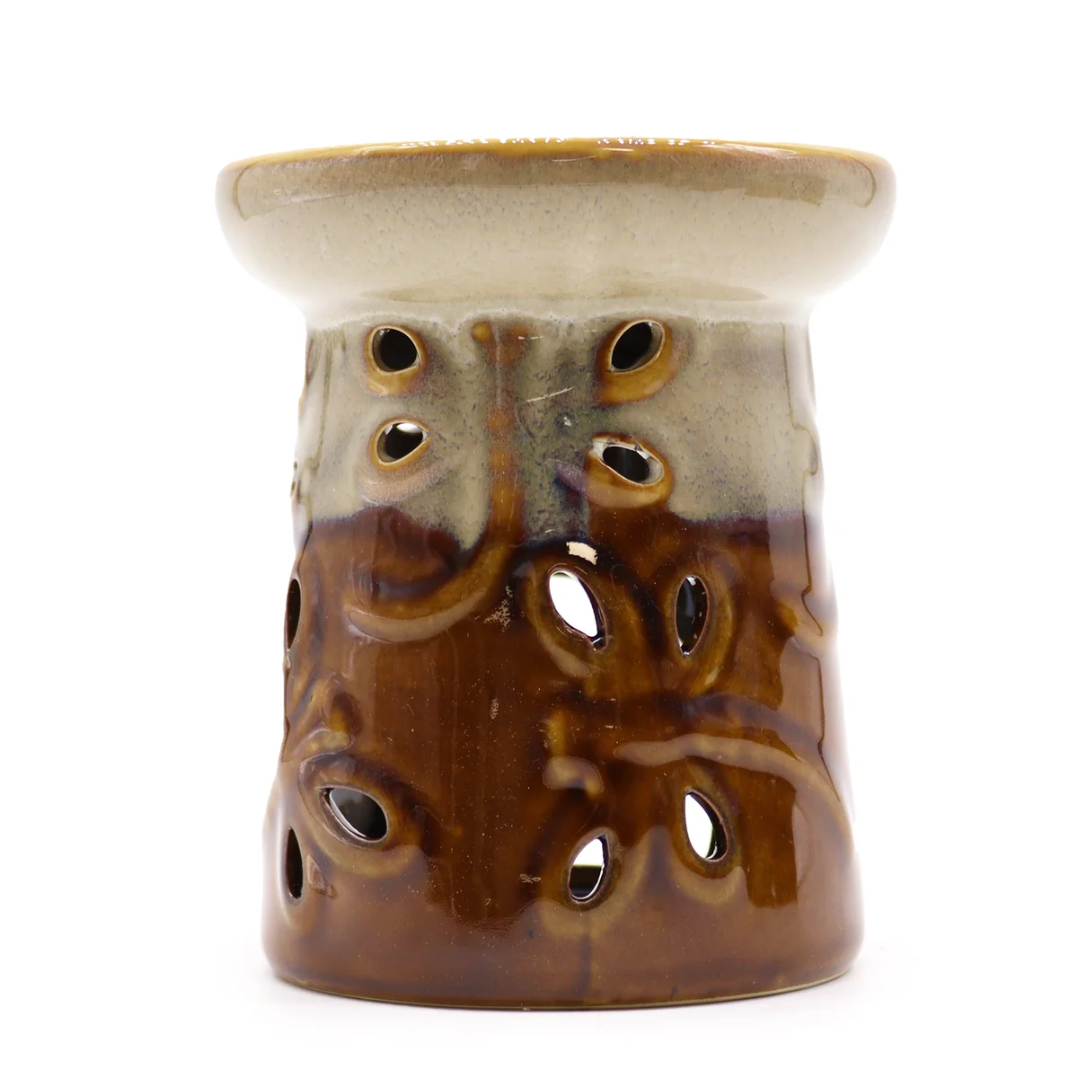 Classic oil burner with rustic dragonfly design, assorted colours.