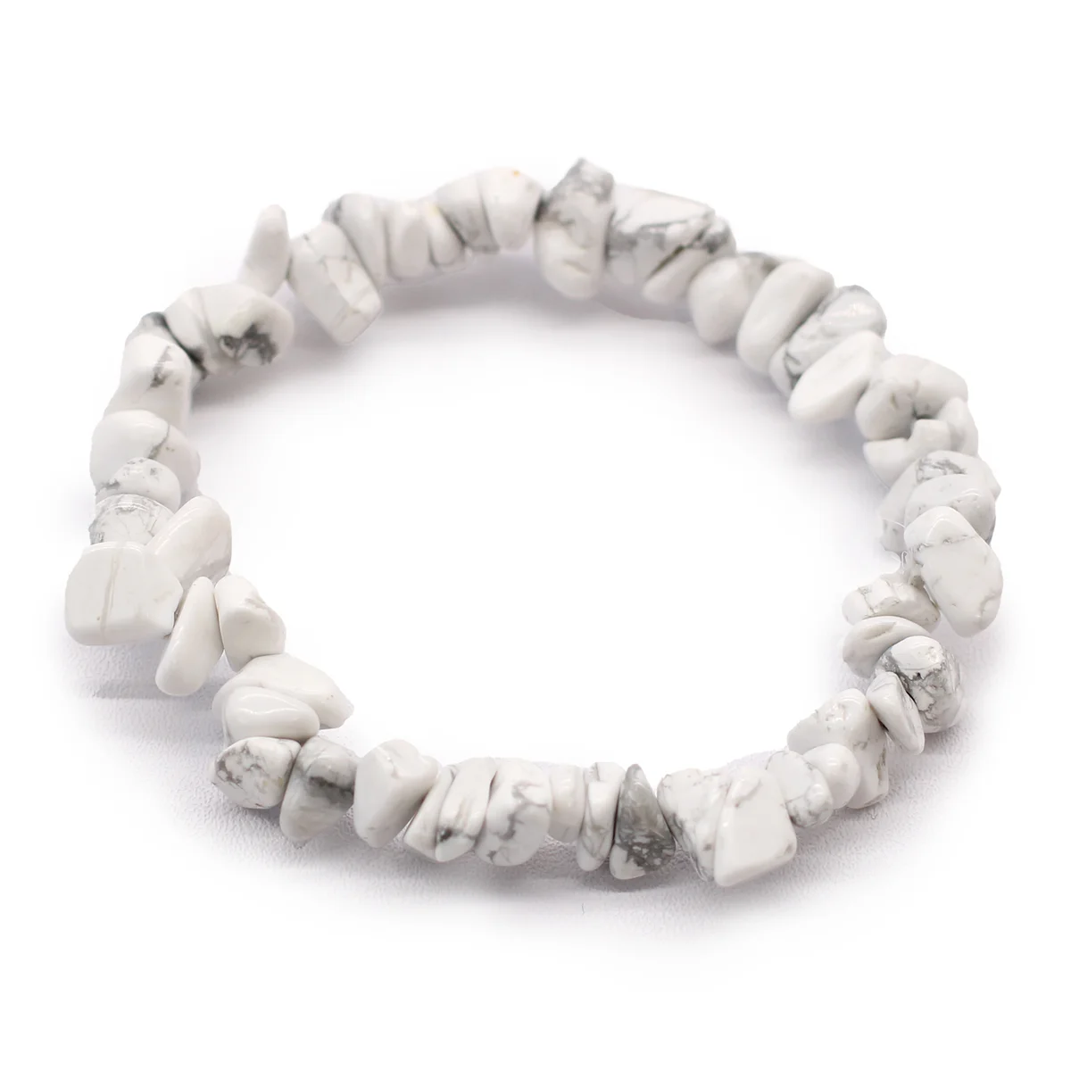 Chipstone white jasper jewellery bracelet showcasing smooth white stones on a slender chain