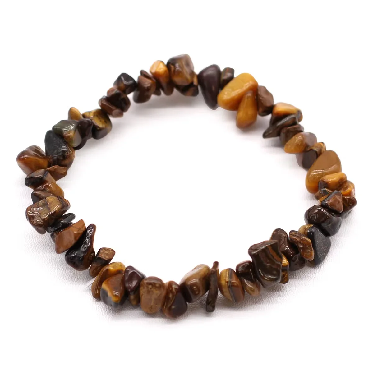 Stone bracelet featuring tiger eye stones.