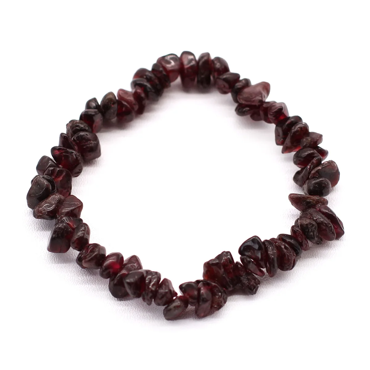 Blood garnet bracelet from Chipstone, with delicate beads strung along a fine chain.