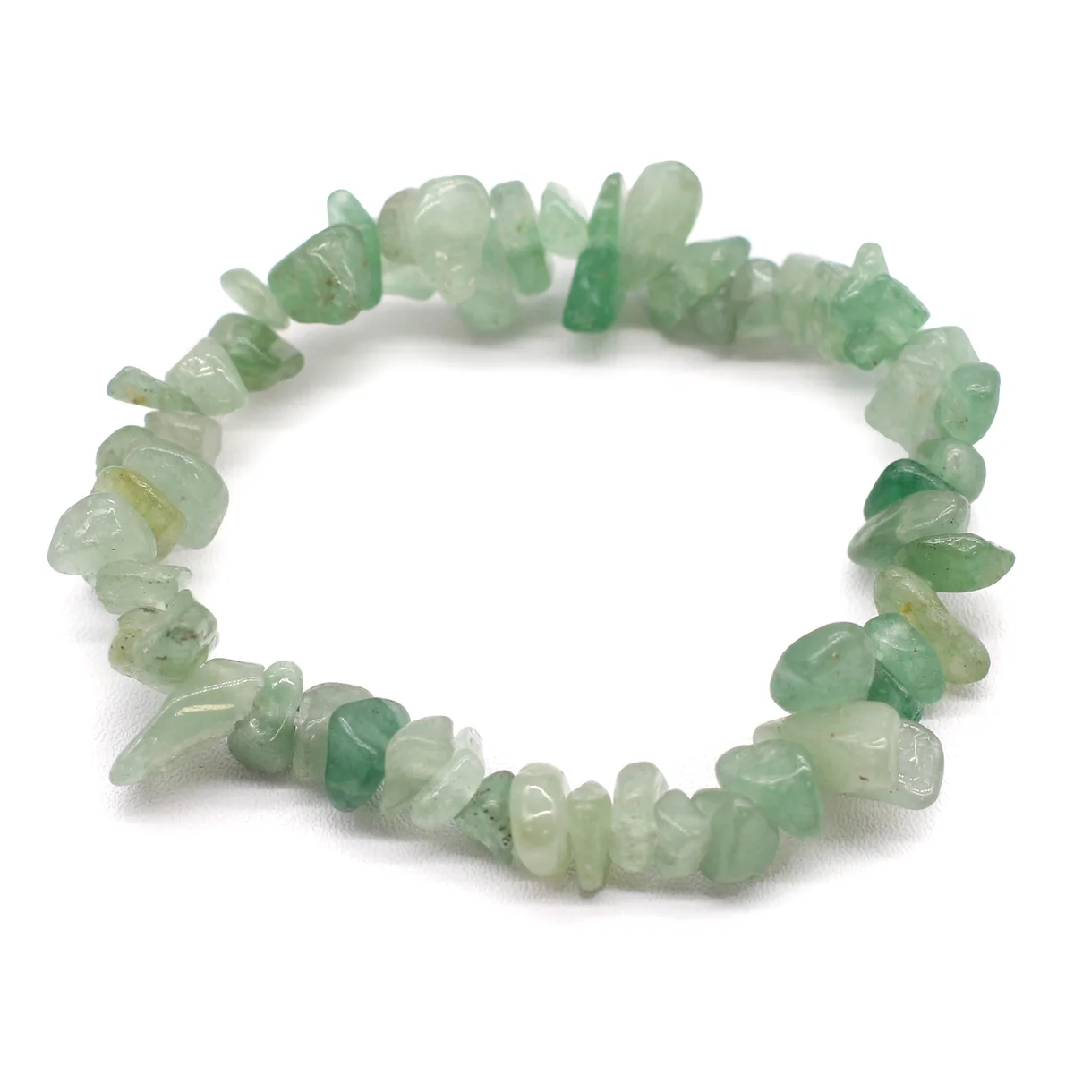 Chipstone bracelet featuring green aventurine stone, worn on the wrist