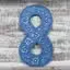 15cm number 8 wall decor in assorted colours.