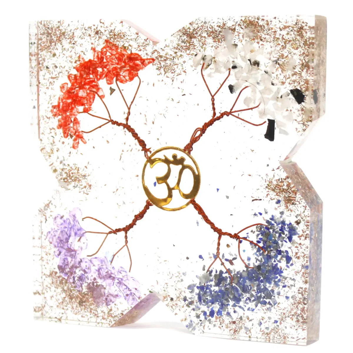 4 packed tree copper orgonite attractors in a sleek desk power pack.