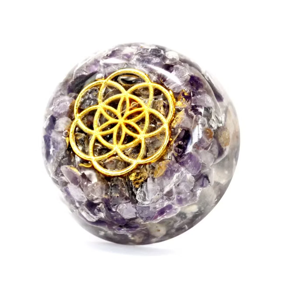 Orgonite desk power pack with amethyst dome – striking orgonite desk decor piece