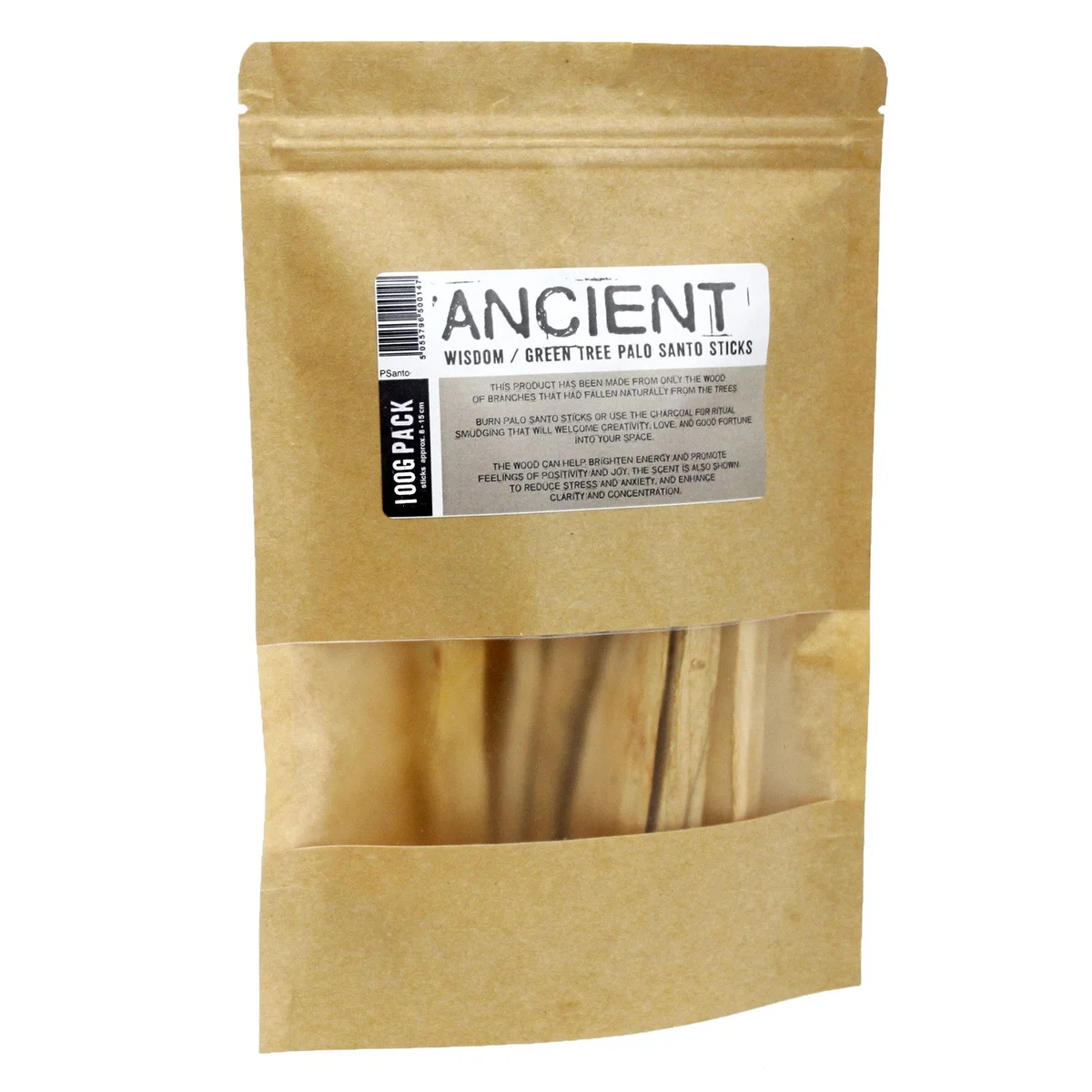 Green Tree palo santo sticks in a 100g bundle, 10-15 sticks, natural wood sticks bundled together.