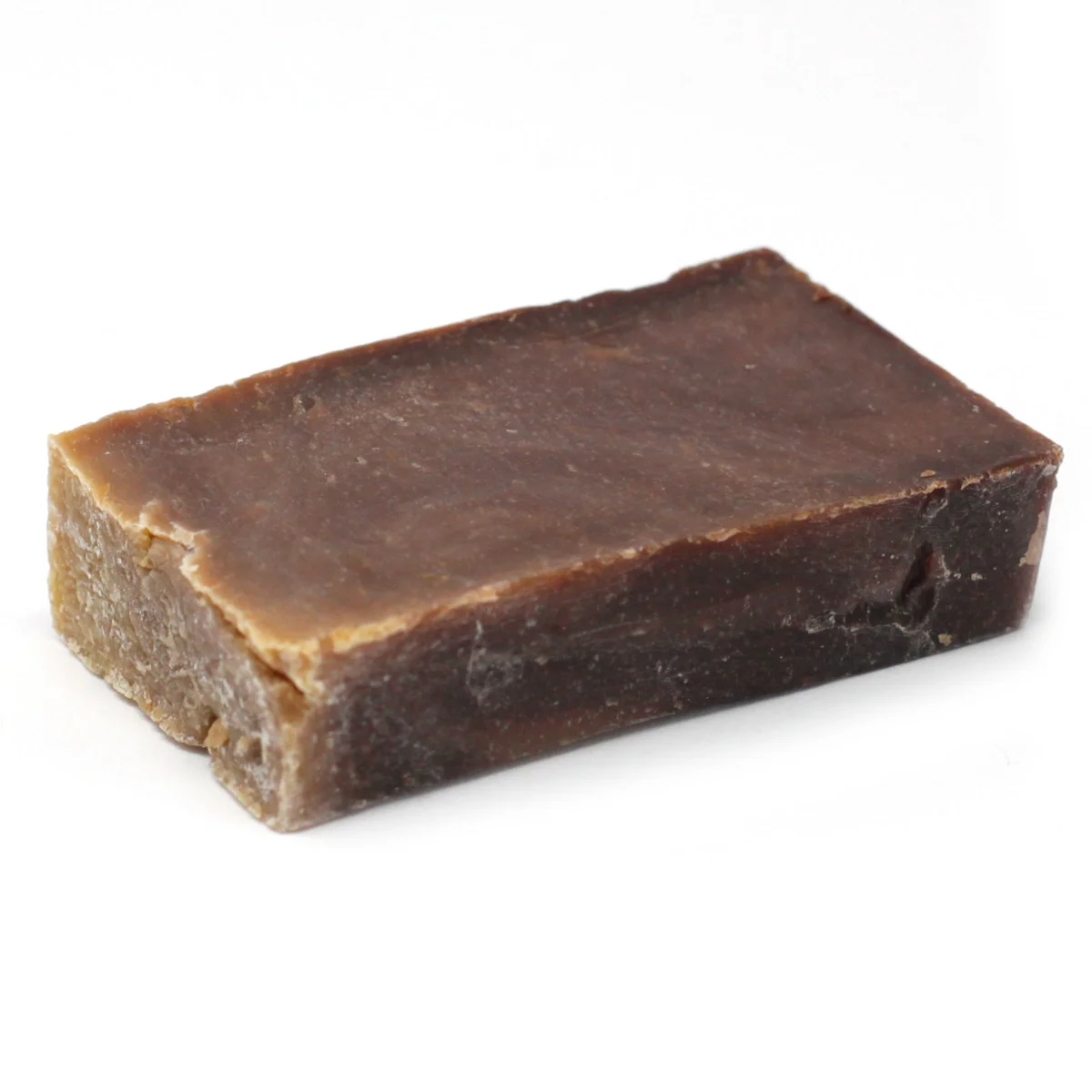 Slice of vanilla scented soap made with olive oil, approximately 100g, smooth creamy texture visible