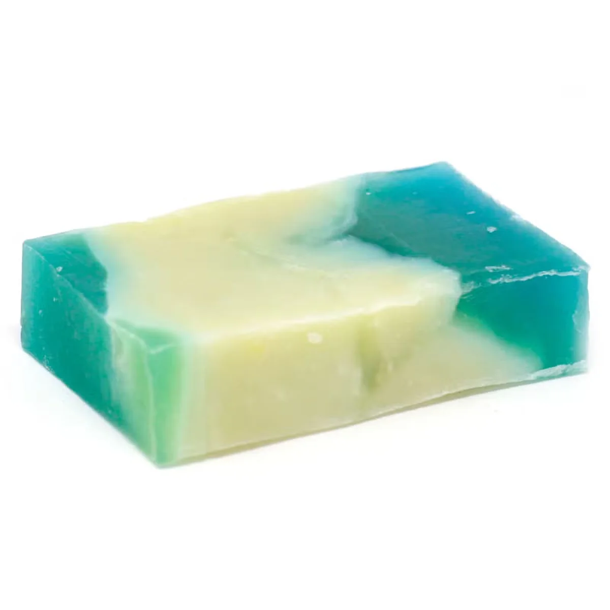 Handmade rosemary soap slice weighing approximately 100g with olive oil, showing natural texture and greenish color