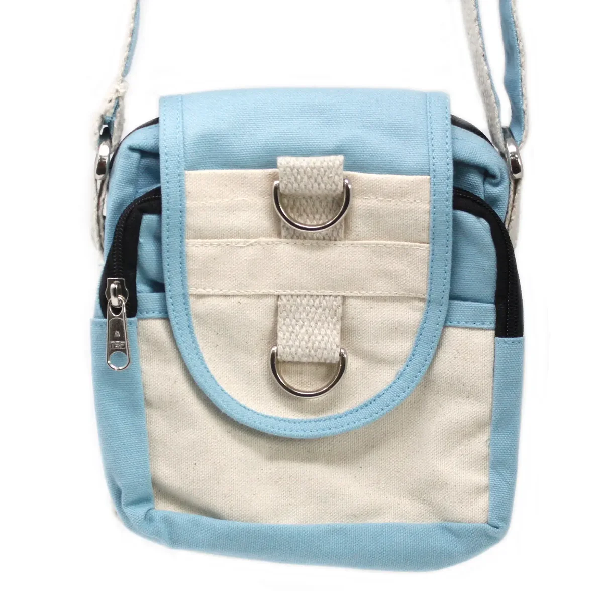 Teal travel bag made from natural materials, designed for travel with sturdy handles and spacious interior