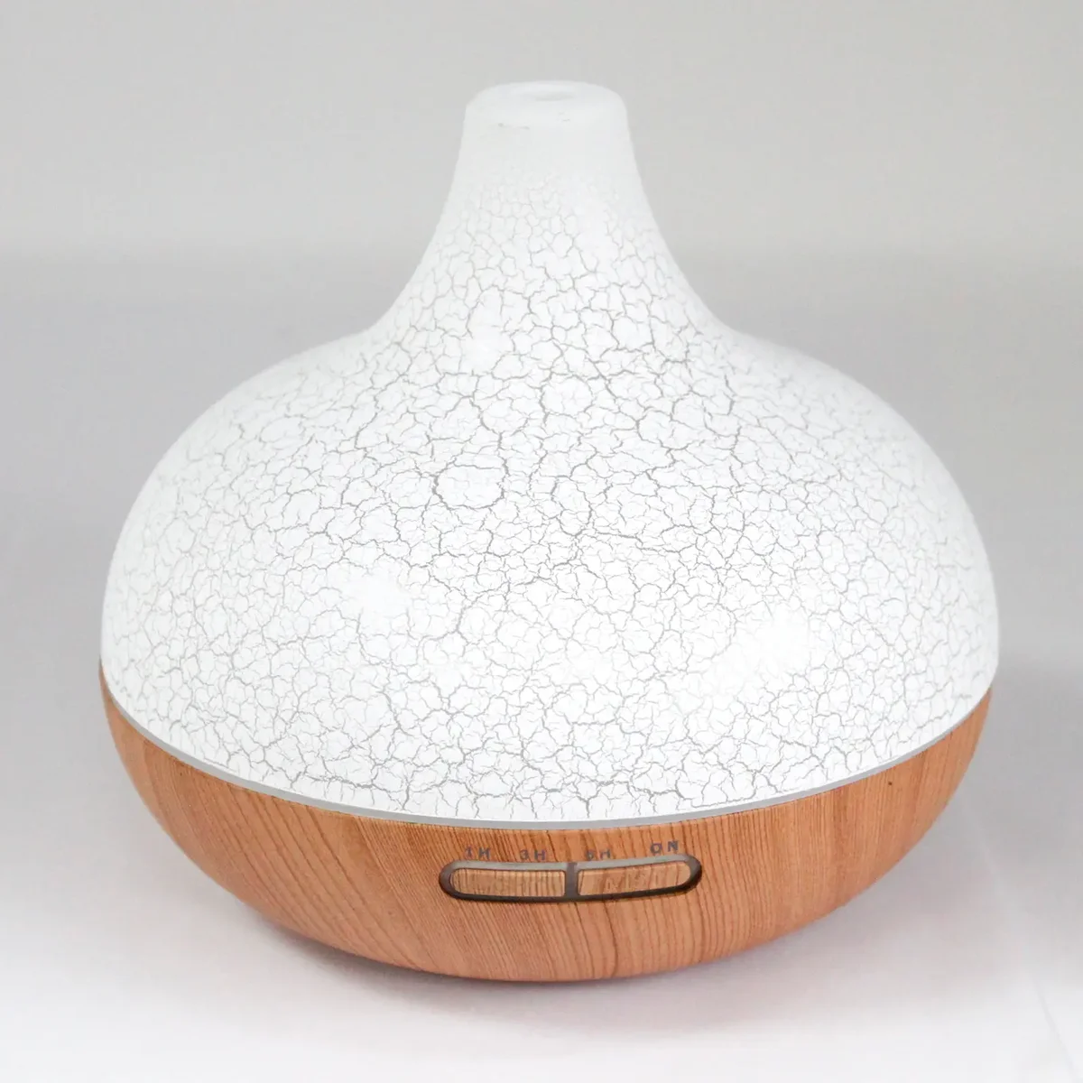 Santorini USB atomiser with shell effect, colour changing light, and built-in timer on a white background