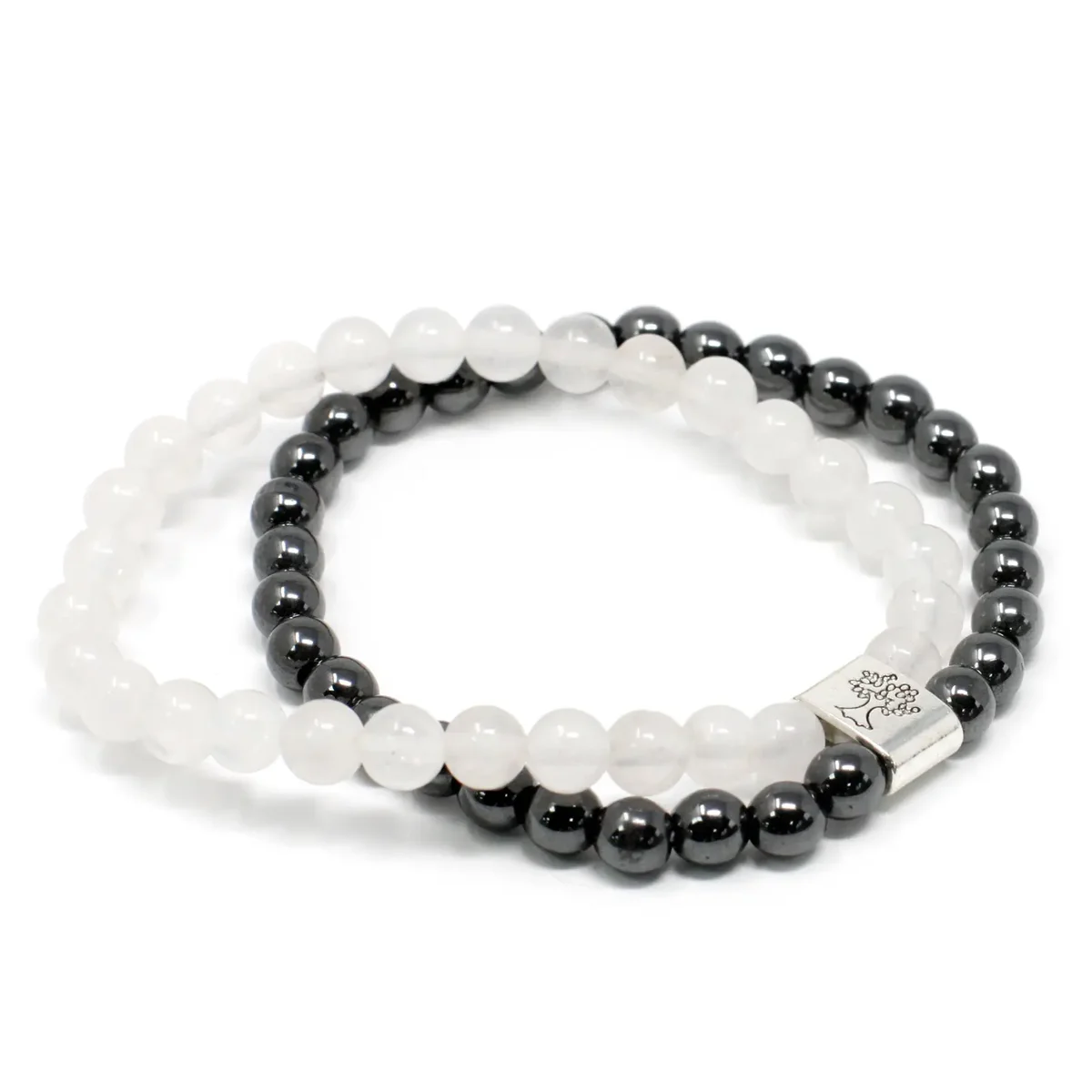 Rock quartz bracelet with magnetic gemstones, flexible chain, subtle tone, polished finish