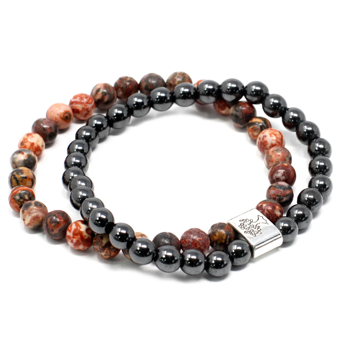 Magnetic bracelet for men featuring a leopard skin band with gemstone detailing.