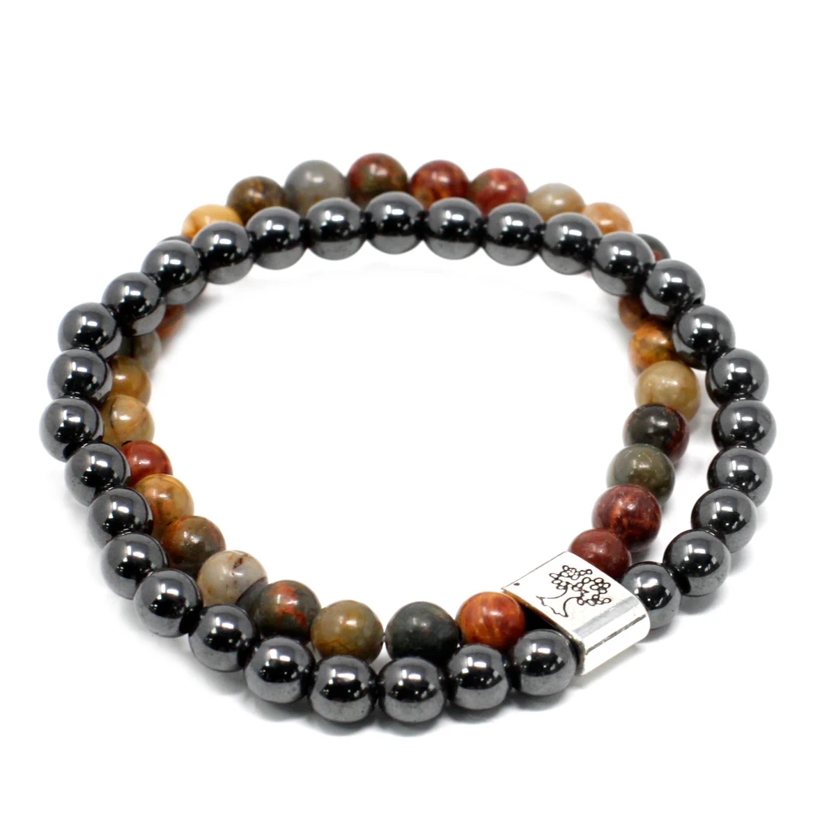 Magnetic healing bracelet with Picasso Jasper gemstones on a slender chain