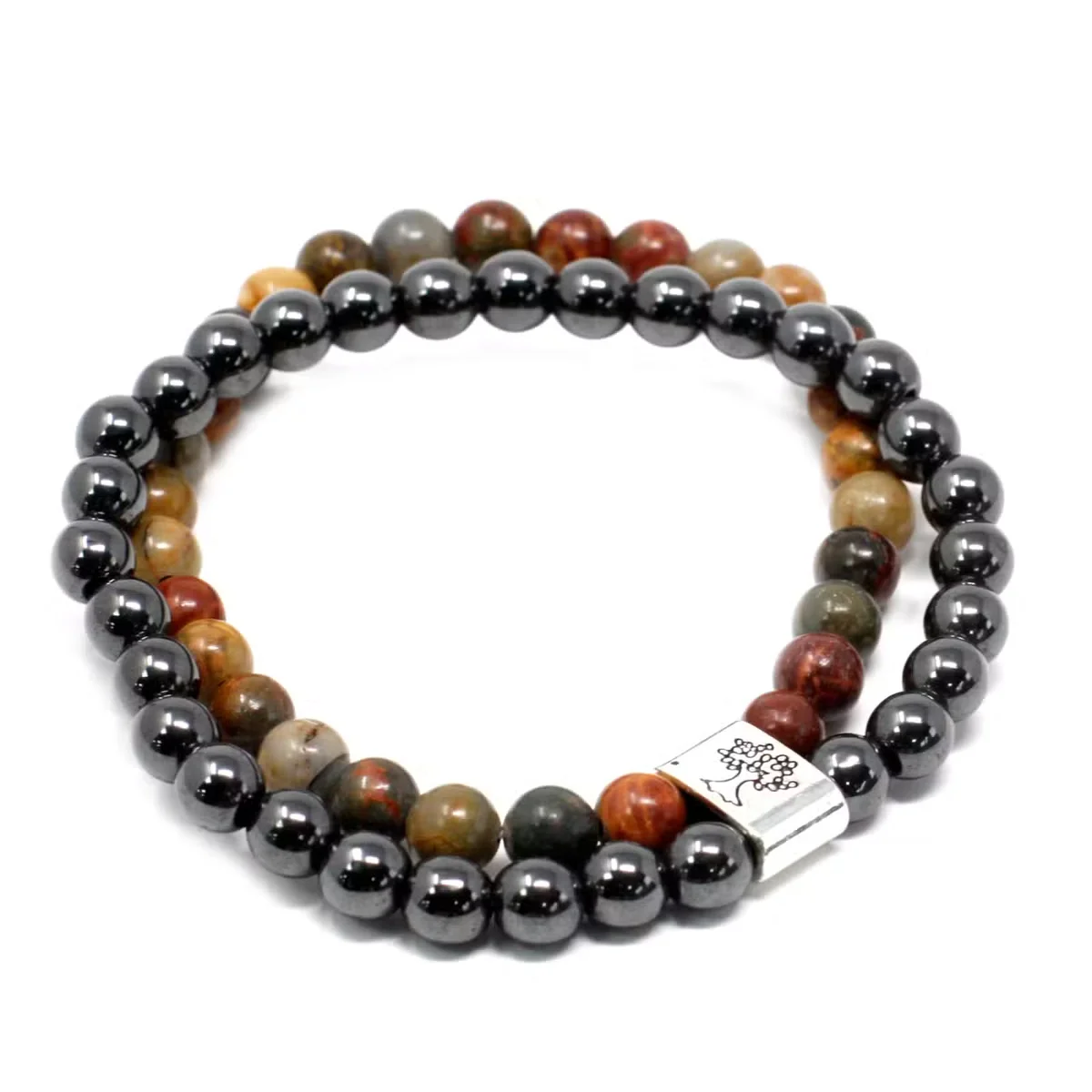 Bracelet featuring a single Picasso Jasper gemstone attached to a magnetic chain, styled as gemstone jewellery UK