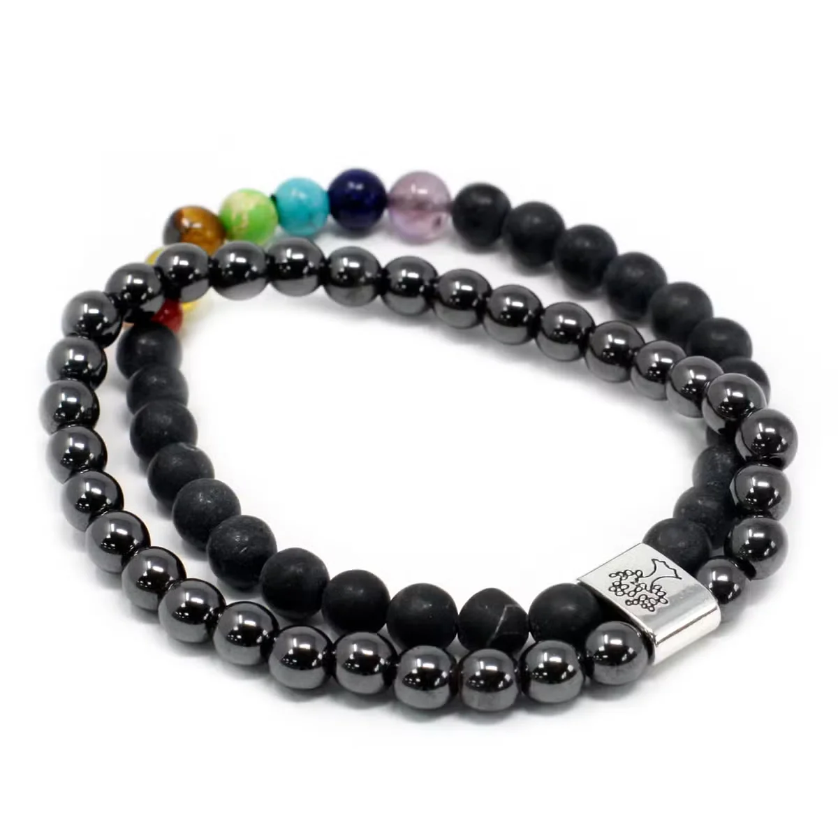 Stylish magnetic healing bracelet featuring a black stone charm on a fine chain.
