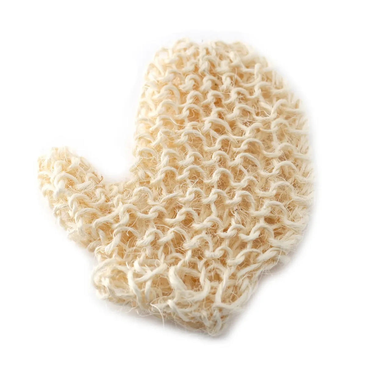 Sisal sponge scrub exfoliating glove made from natural fibers for gentle skin exfoliation and cleansing