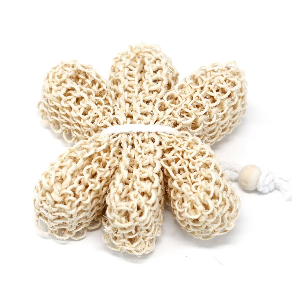 Star-shaped sisal sponge exfoliating bath scrub with natural fiber texture for skin exfoliation and cleansing