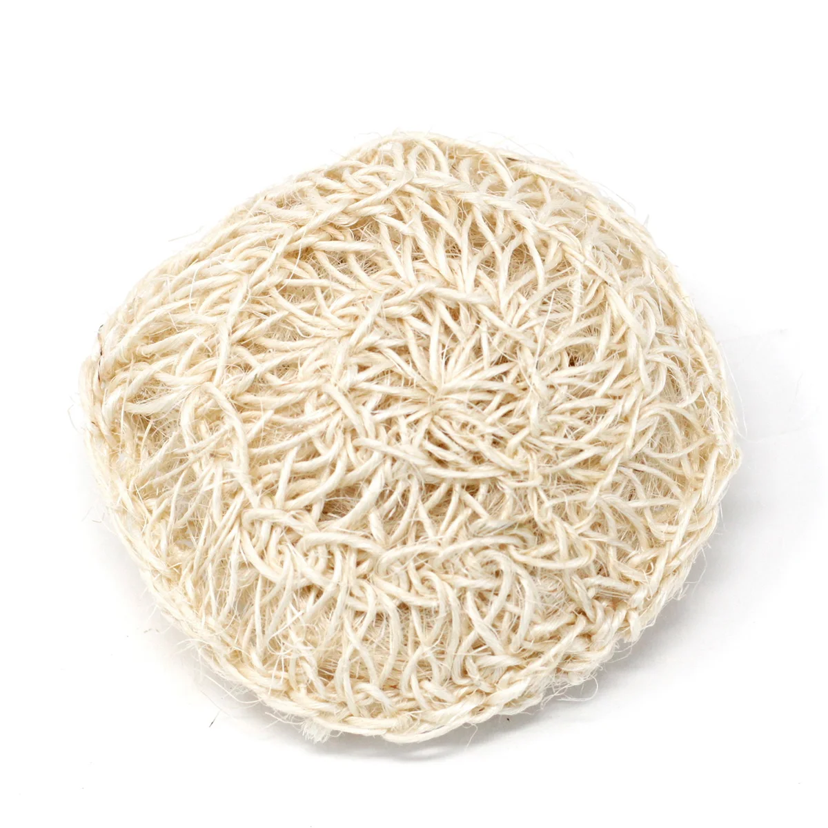 Soft round sisal sponge and scrub cushion for natural bath scrub and gentle exfoliation