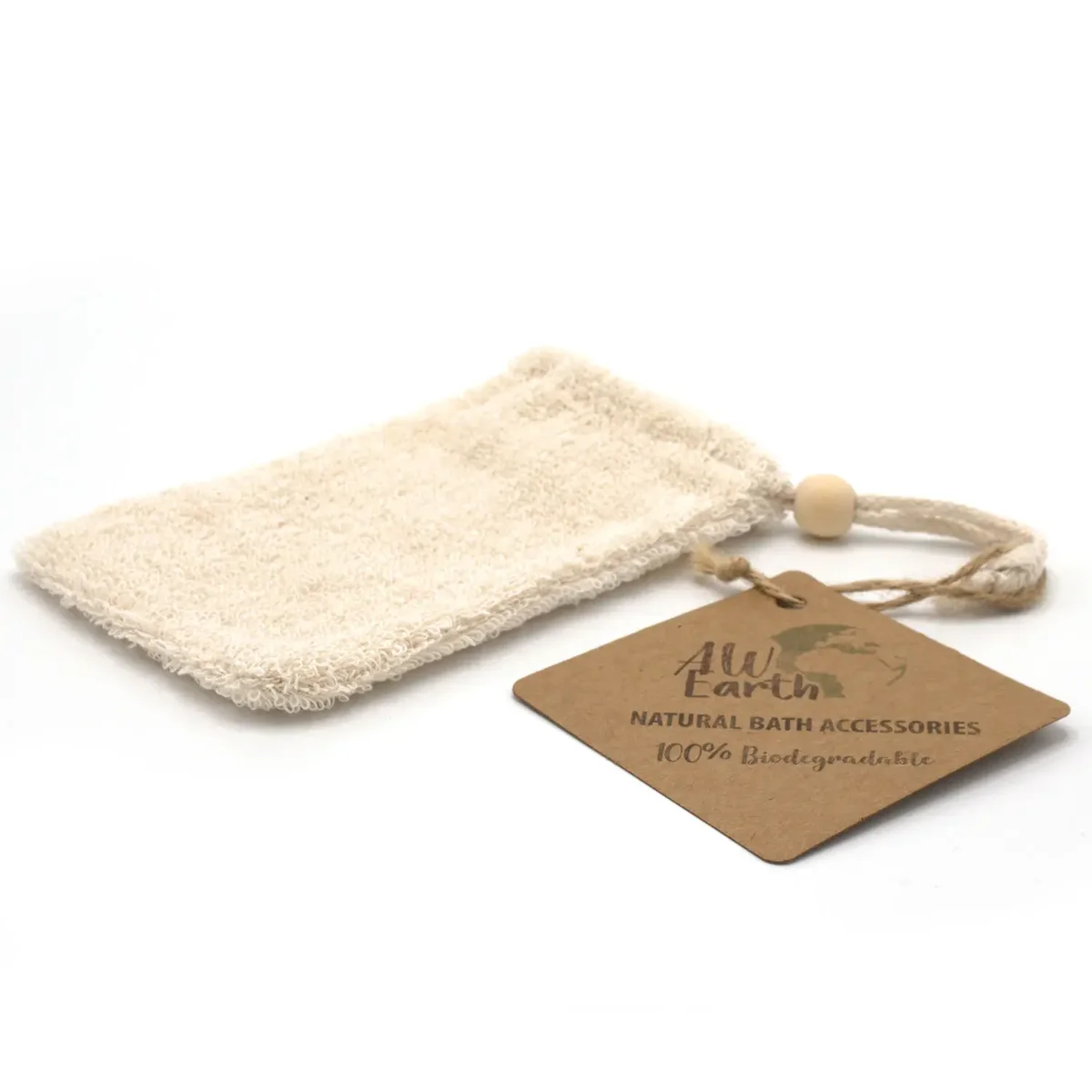 Soap bag rami in natural setting, soft fabric with Rami logo