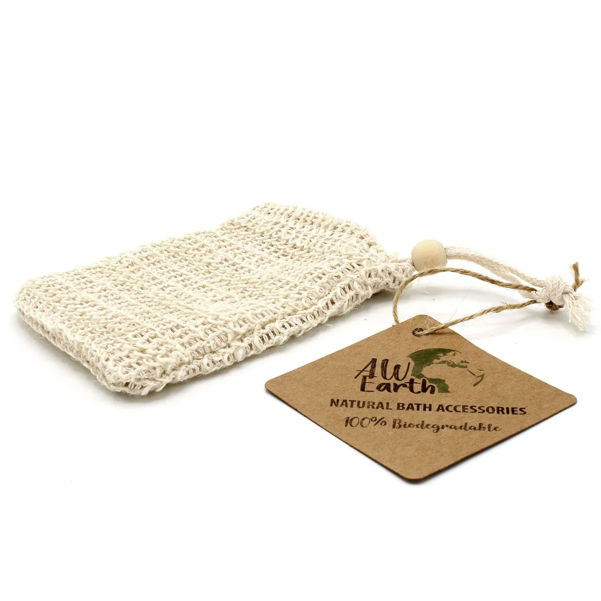 Nature soap bag made from washed jute fabric, designed for holding soap bars sustainably and naturally