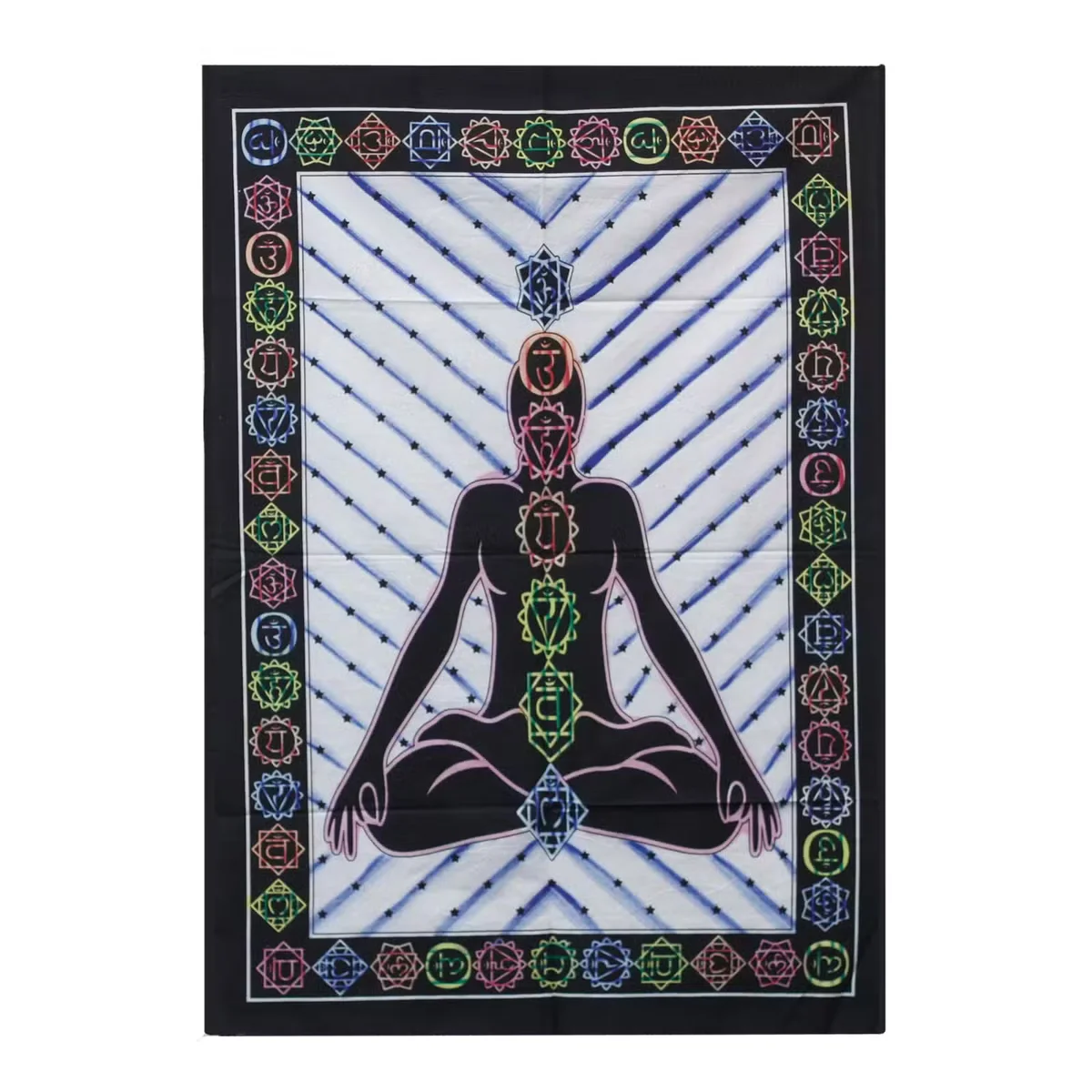 chakra wall art featuring a handbrushed cotton Buddha design