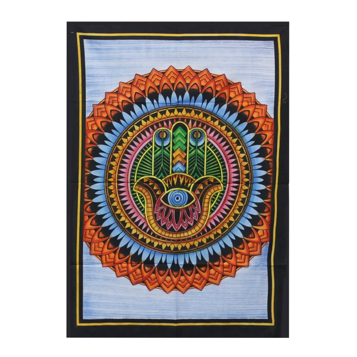 Handbrushed cotton art featuring a stylised Hamsa hand symbol