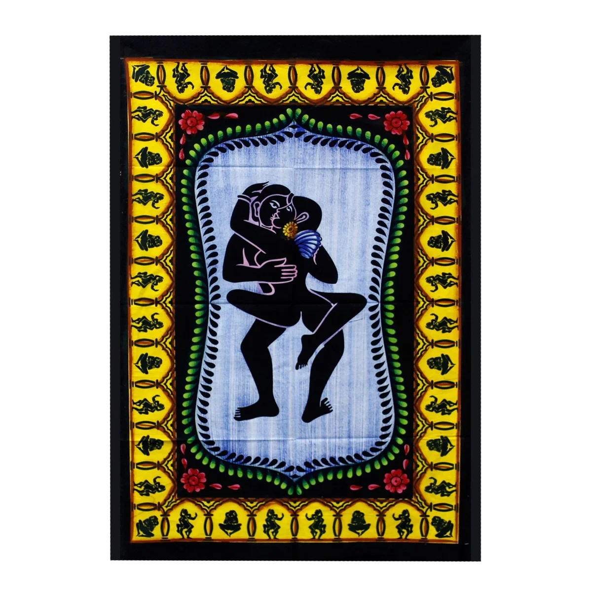 handbrushed cotton wall art featuring a stylised Kamasutra illustration