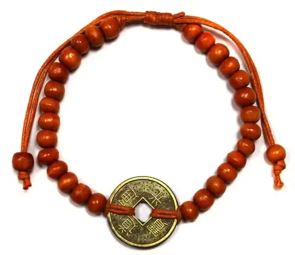 Good Luck Feng-Shui orange charm bracelets displayed on a white background, showcasing vibrant orange beads and charms