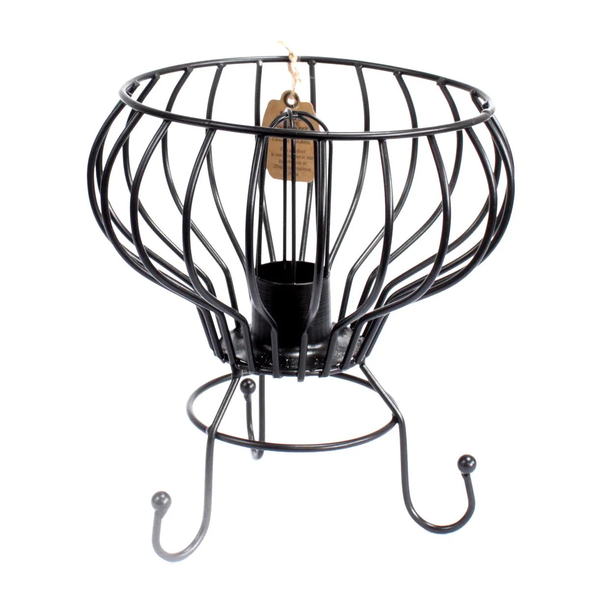 Low industrial iron lamp with electric cable and bulb displayed.