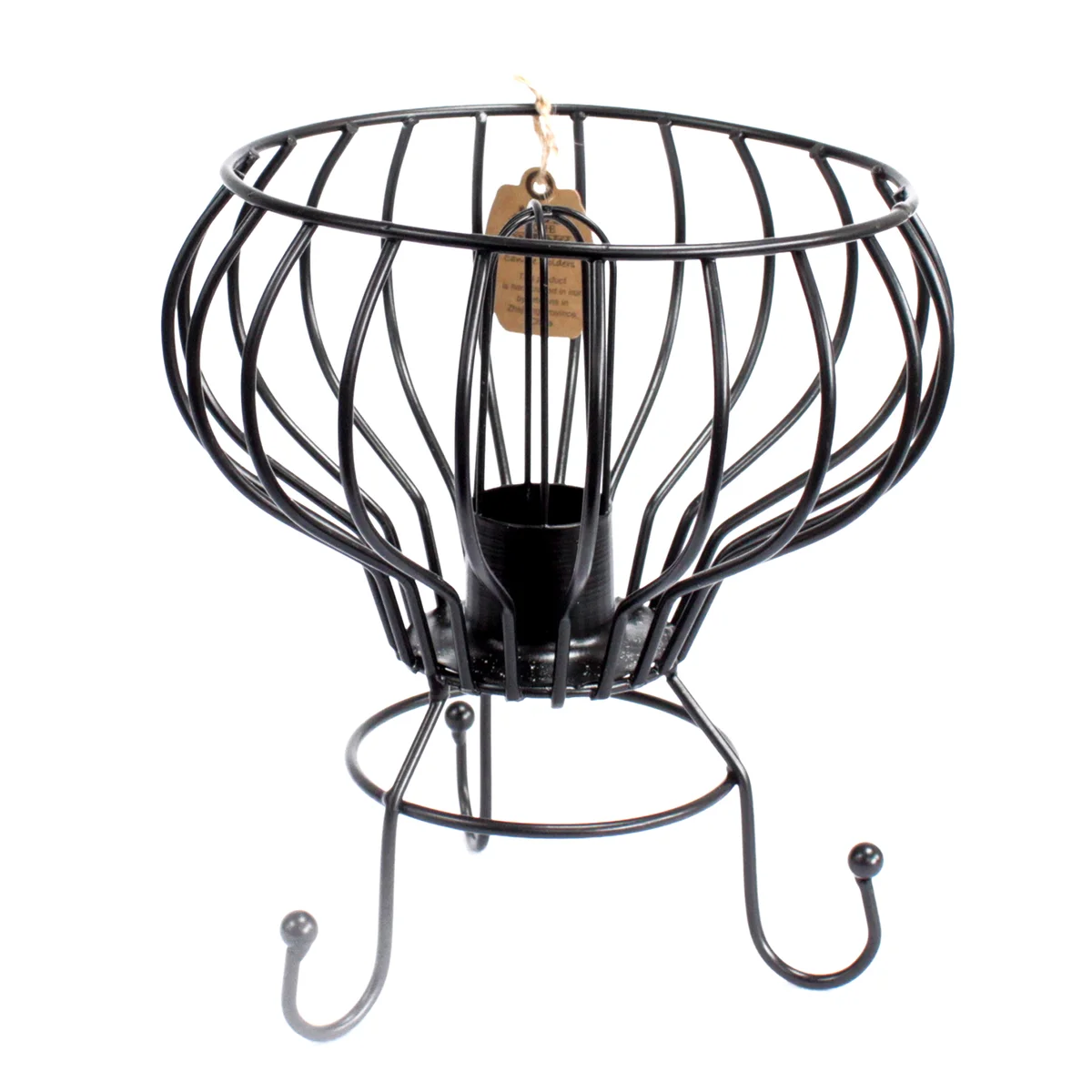 Low industrial iron cable lamp with exposed cable and bulb, displaying simple industrial design.