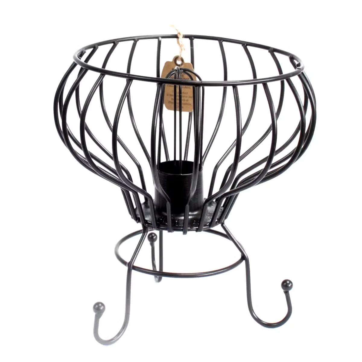 Low industrial iron lamp with cable and bulb, showcasing industrial style lighting