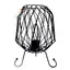 Metal mesh lamp with iron frame, hanging cord, bright bulb and industrial‑style open shade.