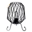 Industrial iron lamp with metal mesh shade, exposed iron base, thin cable and bulb prototype.