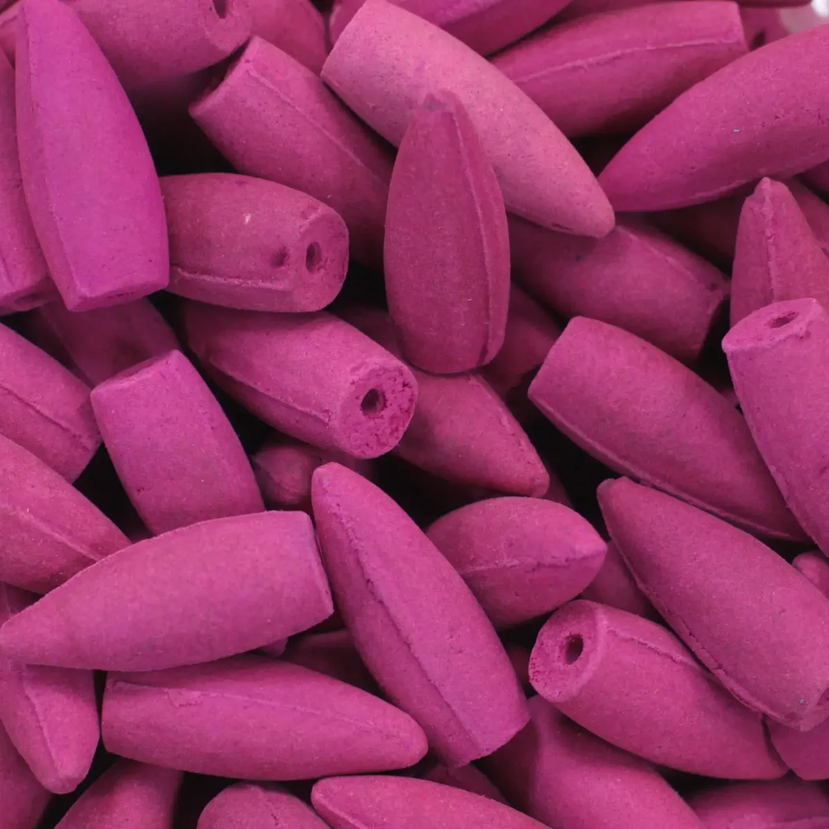 Box of approximately 225 back flow incense cones in jasmine scent.