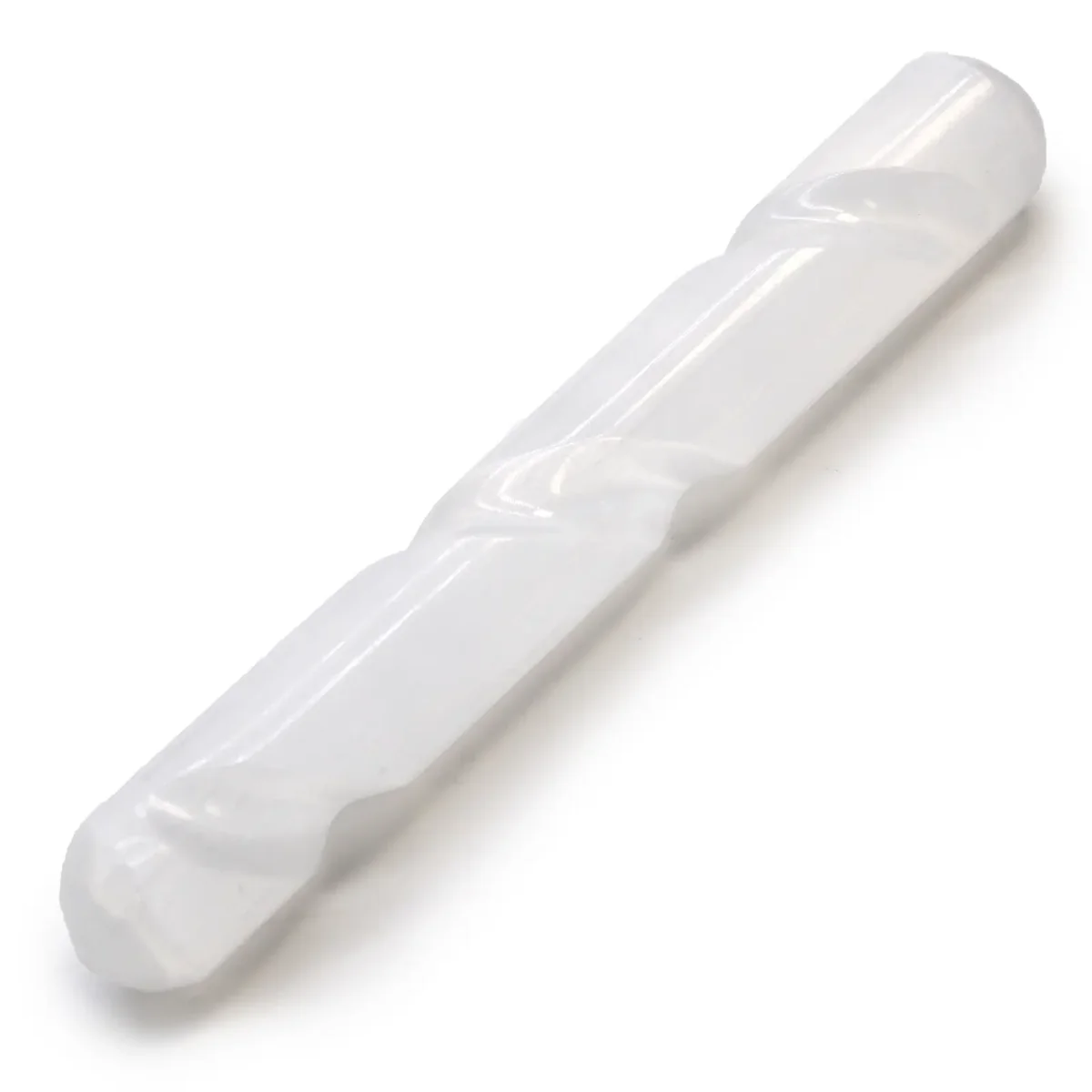Selenite spiral wand, 16 cm long, rounded ends, crystal wand decor.