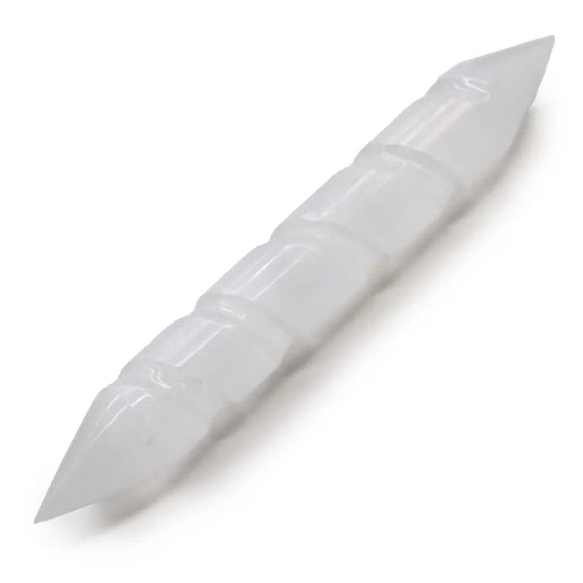16 cm selenite spiral crystal wand with pointed ends