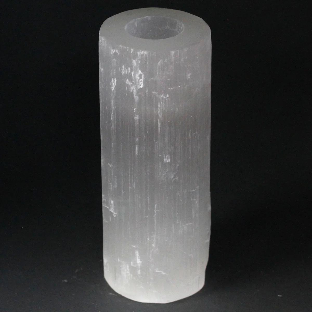 Selenite cylinder 20 cm candle holder.