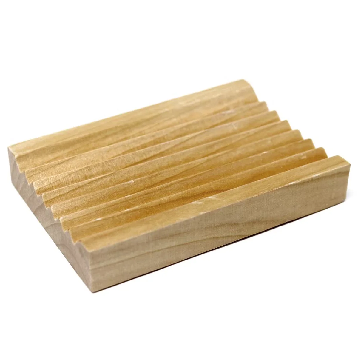 Groovy Hemu wood soap dish for bathroom with slatted design to drain water and keep soap dry