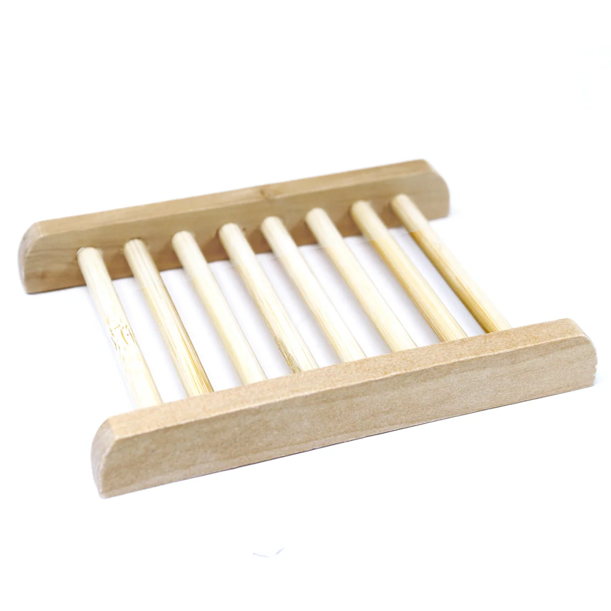 Hemu Wood Soap Dish Ladder design shown as a bathroom soap tray with slatted wooden surface on white background
