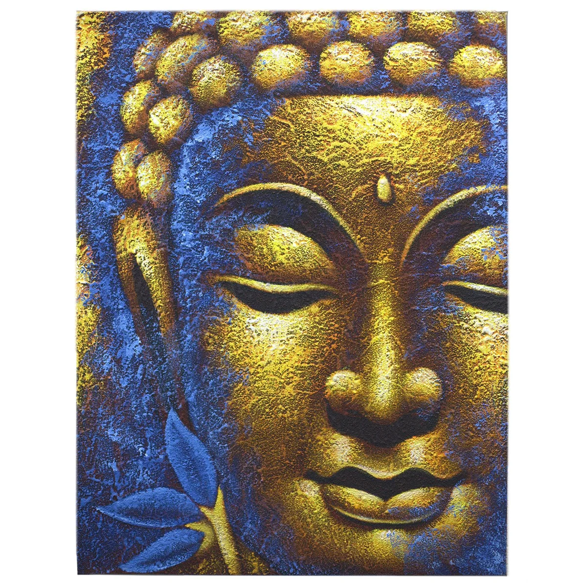 Buddha painting gold face with lotus flower artwork on a neutral background for wall decor