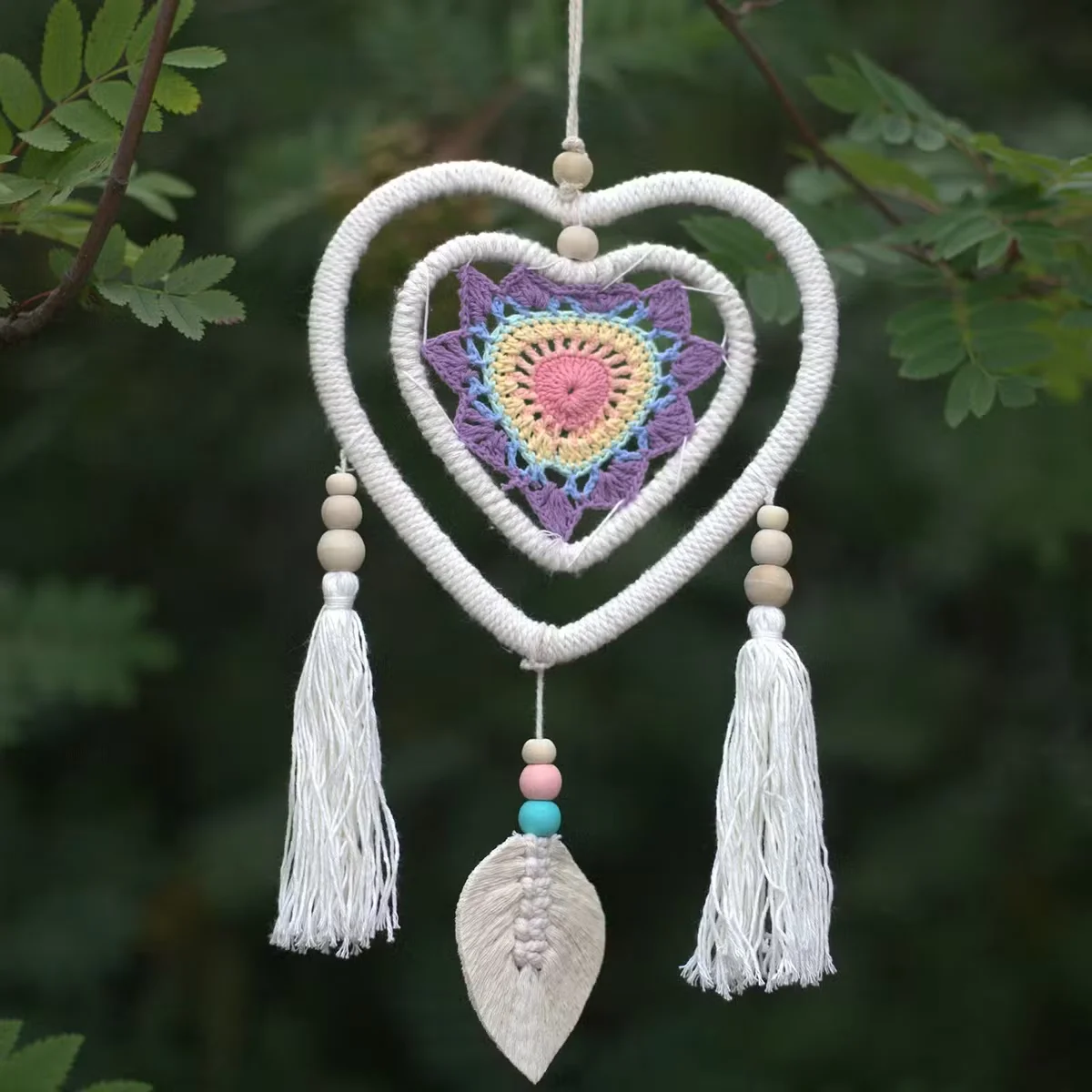 Medium Dream Catcher decorative wall hanging featuring multi heart-in-heart design with intricate web pattern