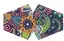 Reusable fashion face mask with colorful funky swirls on front.