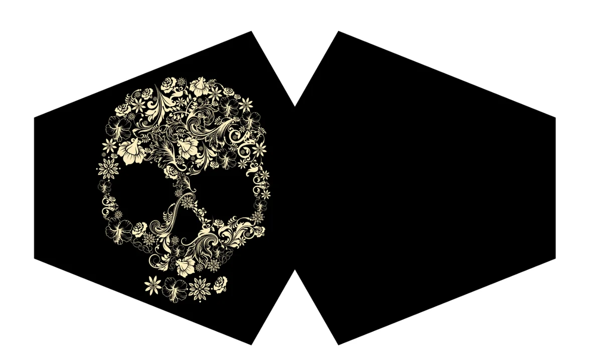 Flower skull face mask in stylish reusable fashion design.