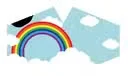 Rainbow reusable fashion face mask kids, colourful design with soft fabric flaps.