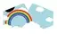 Rainbow children’s reusable face mask with colorful bands, perfect for kids.