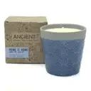 Decorative candle pots – blue glass with open tops displayed on a white surface