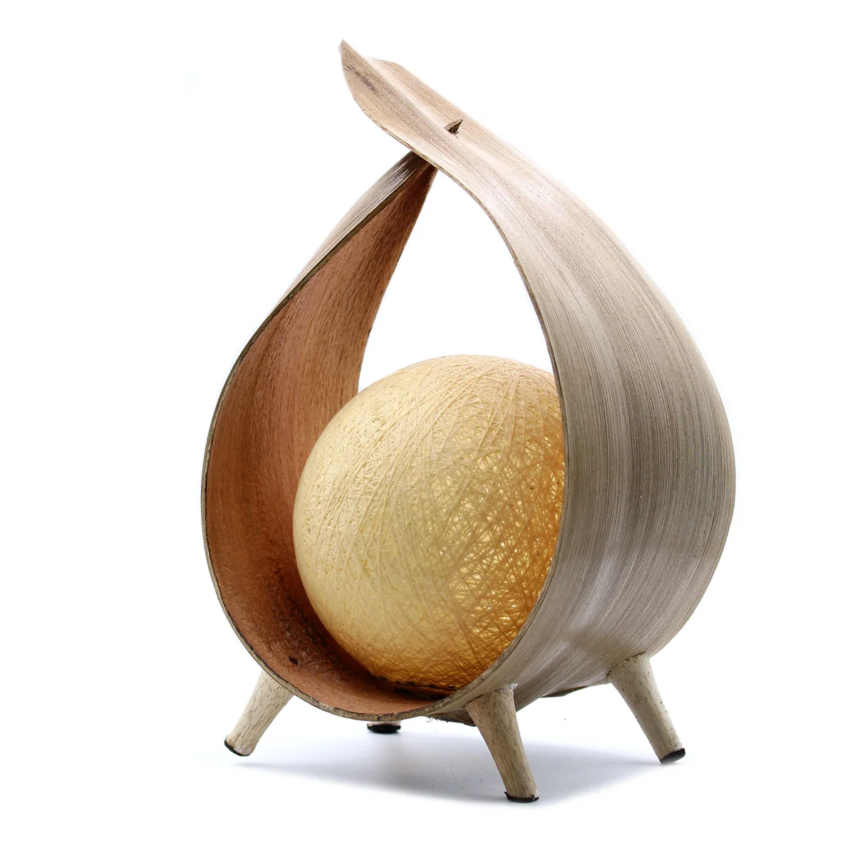 Natural coconut lamp with natural wrapover design, eco friendly lamp ideal for sustainable home decor