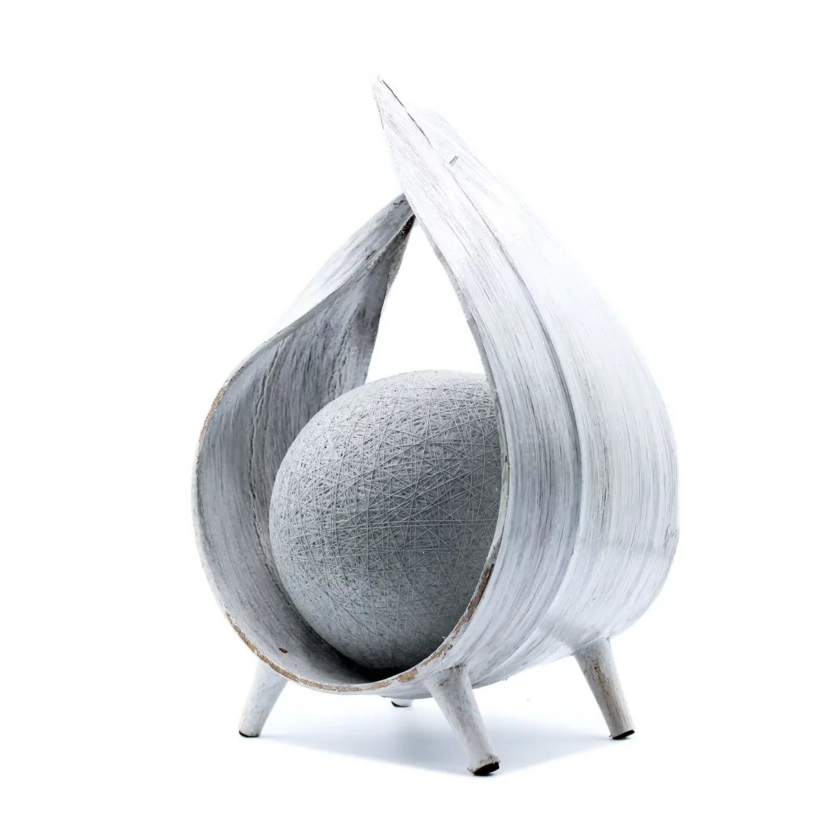 Natural coconut lamp featuring a whitewash wrapover design with soft textured finish on a neutral background